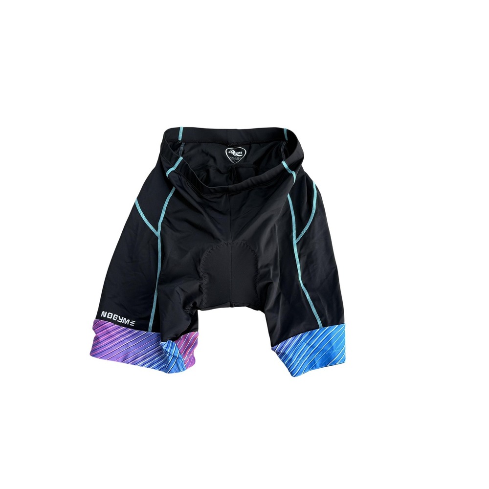 NOOYME Cycling Shorts Womens Large Black Padded Striped Reflective‎ Bike Wear